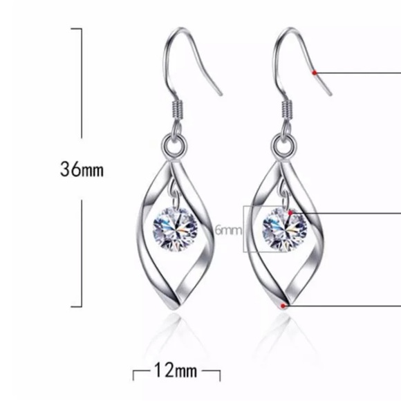 π Sterling Silver 925 CZ Earrings - Picture 3 of 3